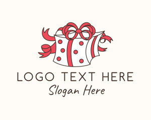 Box - Ribbon Holiday Gift logo design