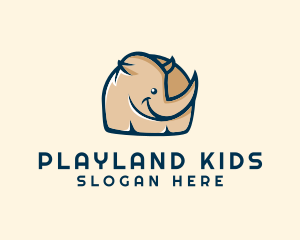 Happy Rhino Kids Cartoon logo design