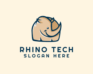 Rhino - Happy Rhino Kids Cartoon logo design