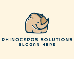 Happy Rhino Kids Cartoon logo design