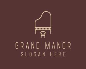 Minimalist Grand Piano logo design