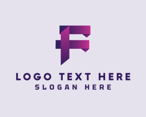 Geometric - Gradient Origami Letter F logo design