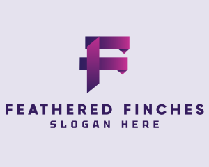 Gradient Origami Letter F logo design