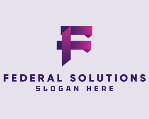 Gradient Origami Letter F logo design