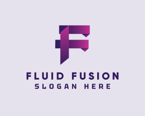 Gradient Origami Letter F logo design