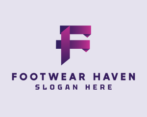 Gradient Origami Letter F logo design