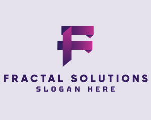 Gradient Origami Letter F logo design