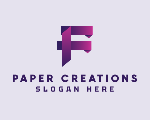 Papercraft - Gradient Origami Letter F logo design