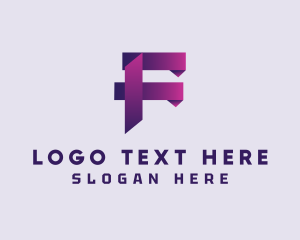 Gradient Origami Letter F Logo