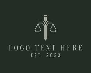 Law Enforcement - Attorney Justice Scale Sword logo design