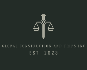 Consulting - Attorney Justice Scale Sword logo design