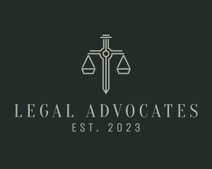 Attorney Justice Scale Sword logo design