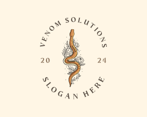 Snake Botanical Floral logo design