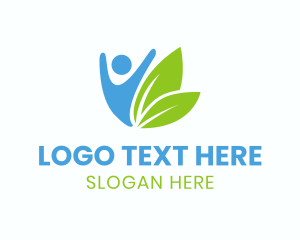 Vegan - Happy Human Leaves logo design