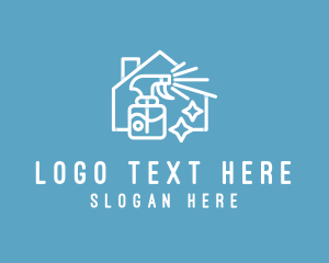 Clean - Water Sprayer House Cleaning logo design