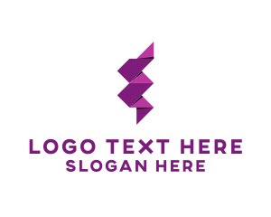 Thunderbolt - Origami Lightning Ribbon logo design