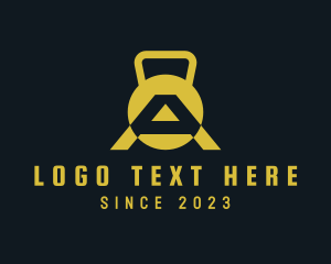 Yellow - Kettlebell Fitness Letter A logo design
