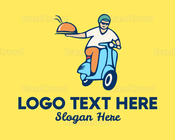 Scooter Food Delivery Man Logo