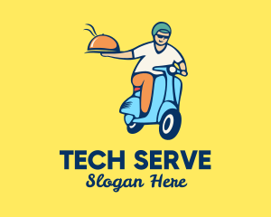 Server - Scooter Food Delivery Man logo design