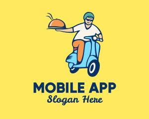 Cloche - Scooter Food Delivery Man logo design