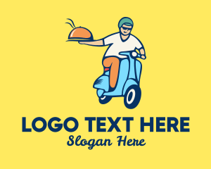 Scooter Food Delivery Man  Logo