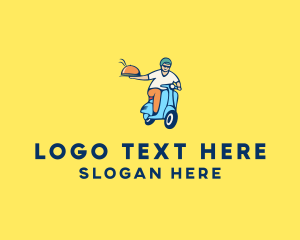 Scooter Food Delivery Man  Logo