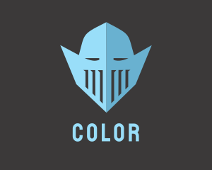 Medieval - Blue Knight Helmet logo design