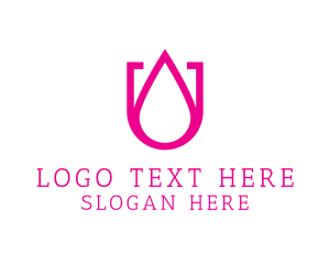 H2o - Pink U Droplet logo design