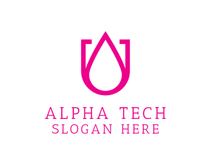 Alphabet - Pink U Droplet logo design