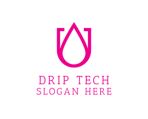 Pink U Droplet logo design