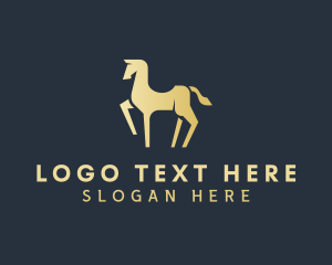 Horse Breeding - Gold Horse Animal logo design