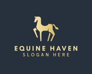 Gold Horse Animal logo design