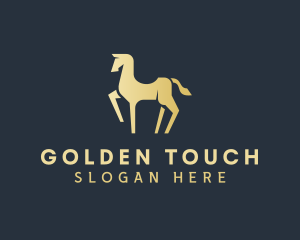 Gold Horse Animal logo design