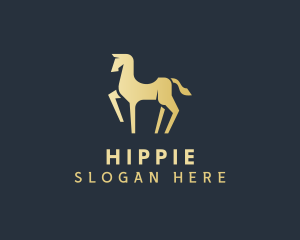 Golden - Gold Horse Animal logo design