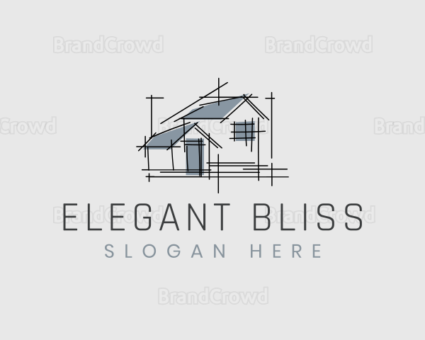 House Blueprint Architecture Logo