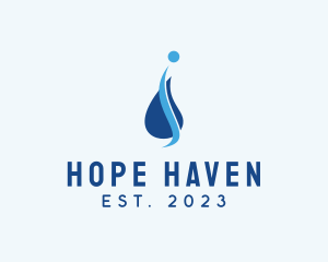 H2o - Water Droplet Letter I logo design