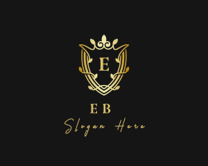 Golden Crown Shield Leaf Logo