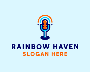 Microphone Podcast Rainbow logo design