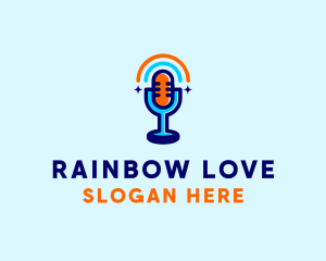 Microphone Podcast Rainbow logo design