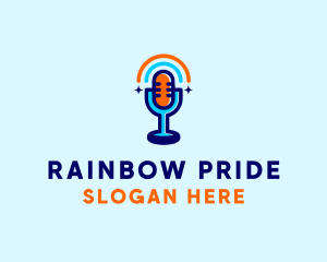 Microphone Podcast Rainbow logo design