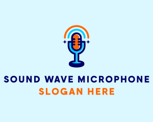 Microphone - Microphone Podcast Rainbow logo design