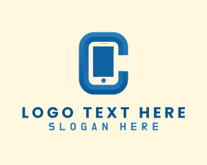 Parallelogram - Mobile Phone Letter C logo design