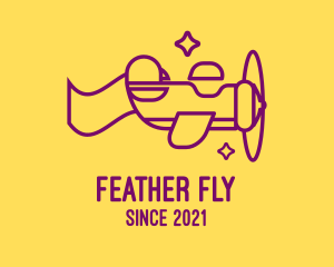 Purple Aircraft Flying logo design