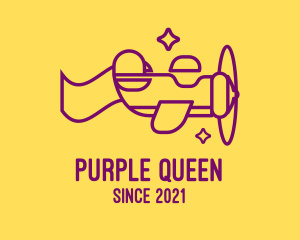 Purple Aircraft Flying logo design