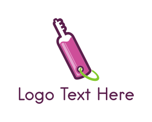 Locksmith - Wine Bottle Key logo design