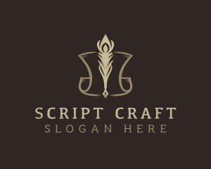 Screenwriter - Feather Quill Script logo design