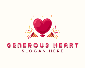 Heart Valentine Balloon logo design