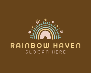 Heart Star Boho Rainbow logo design