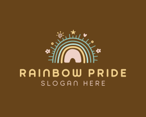 Heart Star Boho Rainbow logo design