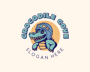 Crocodile - Airplane Pilot Croc logo design